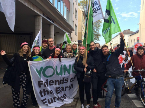 YFoEE at the mass mobilisation march in Bonn during COP23